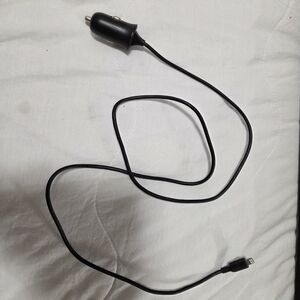 Onn 12W Car Charger with 3ft Braided Lightning to USB Cable built-in cable